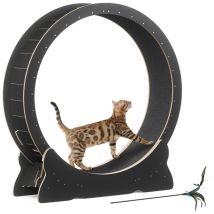 Arbre À Chat Roue D'Exercice Pour Chats Grande Taille Entraînement Des Chats Tapis Amovible Extra Faible Bruit 110x36x117cm Noir Mondeer