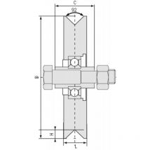 Comunello - Roue à gorge triangulaire 300 v diamètre 80 mm - 1 roulement pour roues à roulements à billes - communello