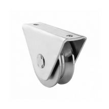 Roue gorge v sur roulement pour portail 20mm en applique - Ø100mm