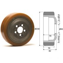 Roue motrice 230 x 75 - 5 trous VULKOLLAN ( Fenwick 0039903819 )