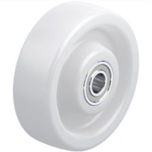 Roue polyamide blanc diamètre 125 x 45 alésage 15 longueur de moyeu 50 mm roulement à billes