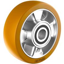 Roue polyuréthane jante aluminium 125 x 40 alésage 20 longueur de moyeu 50 mm