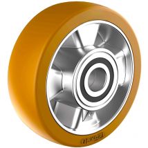 Roue polyuréthane jante aluminium 125 x 40 alésage 25 longueur de moyeu 50 mm