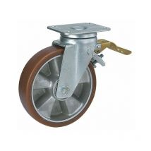 Finish - Roue polyurethane sur jante alu pivotante a frein diam 160h 205
