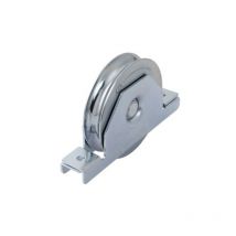 Roue pour portails fermA s support 1 roulement Rainure ronde de 100 mm