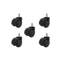 Ruote da ufficio silenziose e resistenti ai graffi - 5 pezzi, pu nero