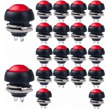 Csparkv - Rouge 20pcs 12mm Mini Momentané Interrupteur à Bouton Poussoir, Bouton Poussoir Étanche,1A 250VAC / 3A 125VAC Rond Interrupteur à Bouton