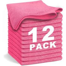 Rouge 30x30 cm Chiffon Microfibre 12 pièces Doux, Absorbants, Réutilisables et non Pelucheux pour Le Lavette Nettoyant Microfibre menage de la Maison
