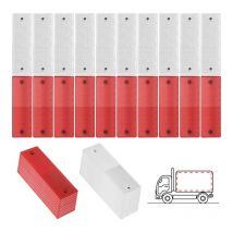 (Rouge, blanc) 20 pièces de réflecteurs rectangulaires adhésifs pour remorques, panneaux de signalisation réfléchissants pour camions, caravanes,