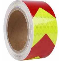 Rouge/jaune - Bande réfléchissante flèche, bande d'avertissement réfléchissante, rouleau de bande de sécurité pour le transport - 5cm-25m