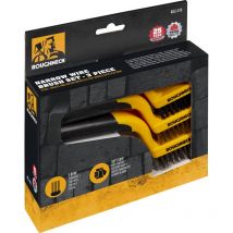 Roughneck - 52010 - Set di spazzolini metallici con setole in nylon, acciaio inox e ottone, impugnatura morbida, ideale per pulire piccole superfici,