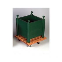 Support Pot Avec Roulette Carré Bois, H.10 x L.40 Cm