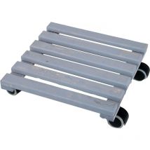 Ac-deco - Support à roulettes en bois pour plantes d'intérieur Carré - Gris