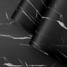 Rouleau adhésif marbre noir et blanc au mètre - Autocollants Revêtement Adhésif Cuisine Meubles Salle de bain - 60cmx40m