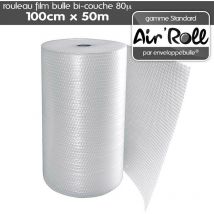 Lot de 20 rouleaux de film bulle d'air bi-couche 80 microns 1m x 50m