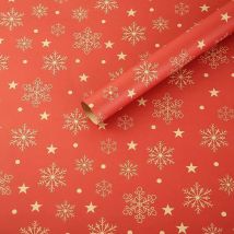 Rouleau de papier cadeau de Noël recyclable rouge 74 cm x 50 cm pour cadeaux de Noël, anniversaires, décorations de cadeaux respectueuses de