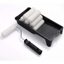 Rouleau de peinture en mousse, porte - rouleau avec couvercle de rouleau de peinture mini de 4 pouces, recharge avec extrémité recouverte de mousse,
