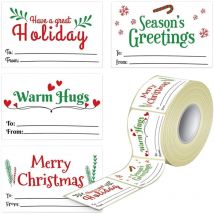 Rouleau d'étiquettes de nom de Noël, étiquettes de fête, autocollants adhésifs pour étiquettes de Noël