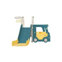 L&h-cfcahl - Toboggan pour enfants. Ensemble de toboggans pour enfants 4 en 1 avec bus, toboggan, échelle d'activité, panier de basket-ball et ballon
