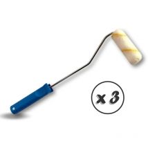 Rouleau peinture patte de lapin Rayé jaune polyamide ou laqueur velours Largeur manchon 100 mm - Quantité x 3 - Rouleau polyamide