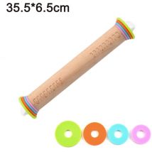 Jormftte - Rouleau à pâtisserie en bois massif réglable pour ajuster l'outil de pétrissage de pâte de bâton de farine d'échelle d'épaisseur
