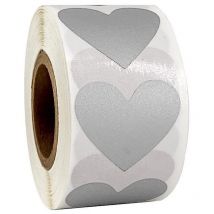 Feiyue - rouleau/300 étiquettes autocollantes à gratter en forme de cœur, 2,5 cm, pour mariage, anniversaire, jeu, cadeaux, artisanat - argent