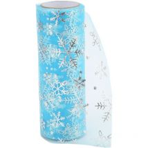 Feiyue - Rouleaux de tulle brillant pailleté délicat doux bleu imprimé rouleau de tulle cadeau cravate décoration de table de fête