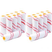 Rouleaux manchons mini 100 mm rayés rouge microfibres tissées 10 mm (pack de 20)