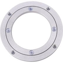 Roulement de bureau, plateau tournant universel de table ronde en alliage d'aluminium argenté, plaque à rouleaux rotative (8 pouces diamètre