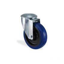 HTR - Roulette à oeil pivotante caoutchouc elastique bleu diamètre 125mm charge 150kg