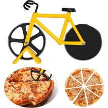 Roulette à Pizza Vélo, Couteau à Pizza en Forme de Vélo, Double Couteau à Pizza en Acier Inoxydable, Lames Super Tranchantes avec Revêtement