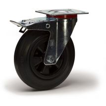 Roulette pivotante à frein diamètre 200 mm caoutchouc noir - 205 Kg