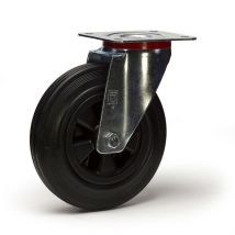 2gt Roues Et Roulettes - Roulette pivotante diamètre 125 mm caoutchouc noir -100 Kg -grande platine
