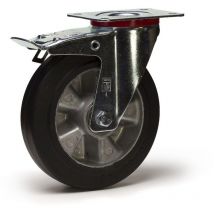 2gt Roues Et Roulettes - Roulette pivotante à frein diamètre 125 mm caoutchouc easyroll noir roulement à billes - 200 Kg