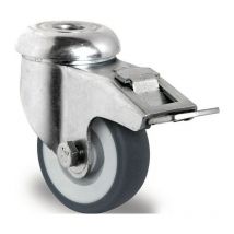 Roulette con freno. 350 mm Capacità.50kg con foro posteriore 11mm cuscinetti in gomma grigio promat