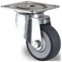 Promat - Roulette pivotante ø 75 mm capacité de charge 75 kg avec plaque à visser caoutchouc gris