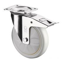 Bs Rollen - Rouleau de renvoi d. de la roue 150 mm cap. charge 600 kg avec arrêt plastique 138x110mm blanc