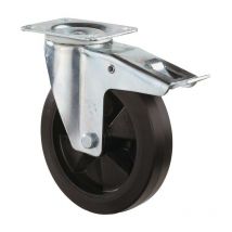 Bs Rollen - Rouleau de renvoi d. de la roue 160 mm cap. charge 250 kg avec blocage total en caoutchouc plein 138x109mm