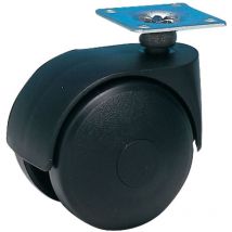 Roulette JUMELÉE pivotante Ø 40 mm NOIR à platine 38x38