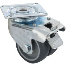 Tente - Roulette double 5cm platine à visser avec frein
