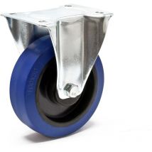 Wiltec Roulette fixe – Ø 160 mm – Capacité de charge 300 kg – Roue en plastique bleu avec Plaque de montage – Dispositif de transport, usage sans