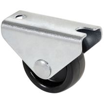 Roue Fixe Avec Plaque Et Axe Lisse Avec Deux Fixations, Couleur Noire, Max. Charge 40 Kg, Ø 2,5 Cm