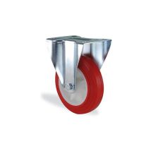 Roulette Fixe Polyuréthane Rouge Diamètre 80mm Charge 125kg