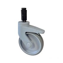 Roulette D125MM en caoutchouc gris avec monture polyamide à oeil pivotant + frein AVL 590893C