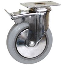 Roulette industrielle Pivotant avec frein Guitel Hervieu, Acier galvanisé, Ø 125mm, 90kg ( Prix pour 1 )