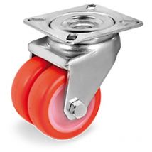 Roulette JUMELÉE pivotante diamètre 50 mm polyuréthane ROUGE - 140 Kg