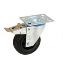 Tente - Roulette D100mm caoutchouc noir platine pivotante avec frein - avl - 508842O