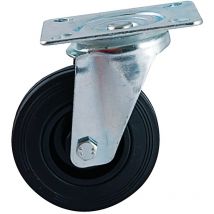 Roulette D65mm caoutchouc noir platine pivotante - AVL - 508830A