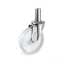Roulette Pivotante à TIGE LISSE Ø 22 x 47 mm, Polyamide BLANC Ø 100 mm 200 Kg