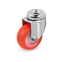 Roulette à oeil pivotante diamètre 40 mm roue polyuréthane rouge - 40 Kg